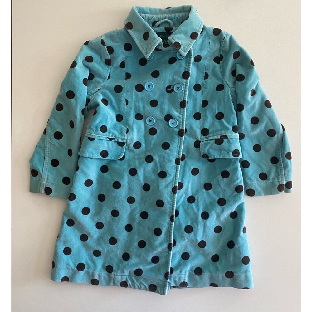 Mini Boden Velvet Polka Dot Peacoat - Size 3/4